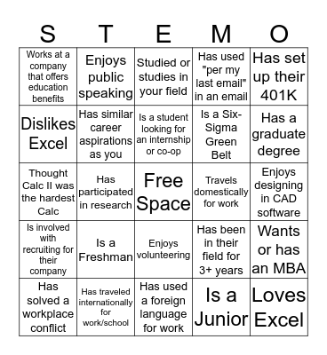 Find Someone Who.... Bingo Card