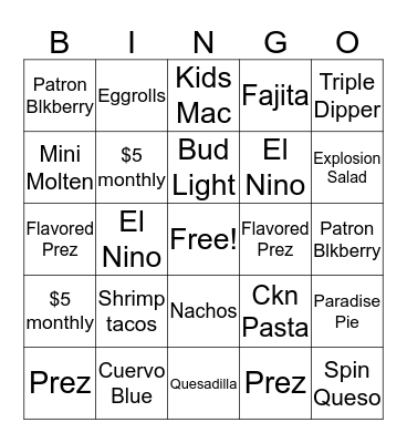 Marg Madness 2019 Bingo Card