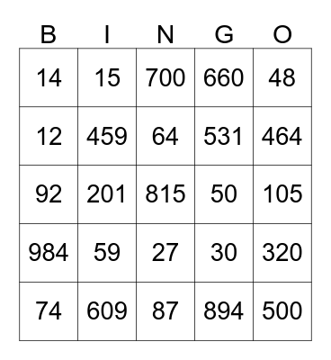 LOS NUMEROS Bingo Card