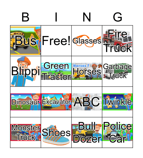 BLIPPI Bingo Card
