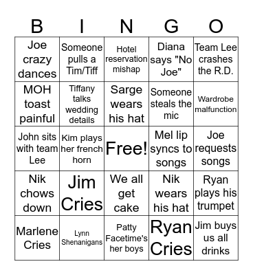 Dupuis Wedding Bingo Card