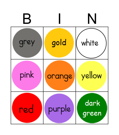 Colour Bingo Card