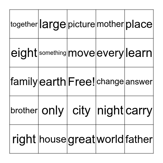 Grade 2 Trick Words Units 6, 7, 8, 9 Bingo Card