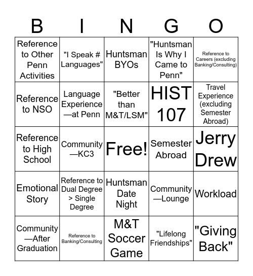 HSAB Elections Buzzword Bingo Card