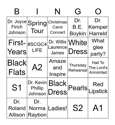 SCGC Reunion Bingo Card