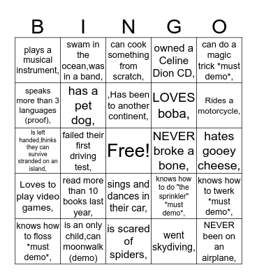 Find someone who... Bingo Card