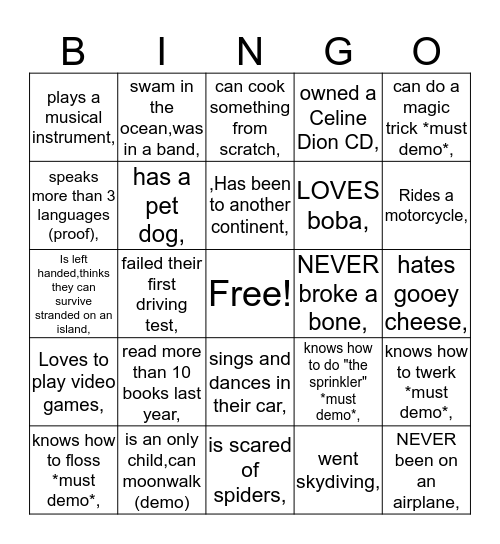 Find someone who... Bingo Card