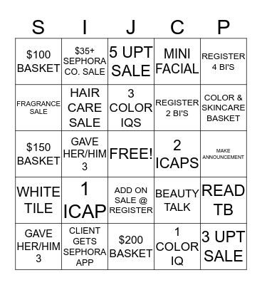 Sephora Bingo! Name:_________________ Bingo Card