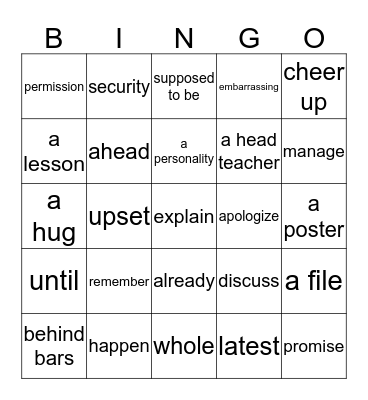 Spotlight 8 Text 7 Bingo Card