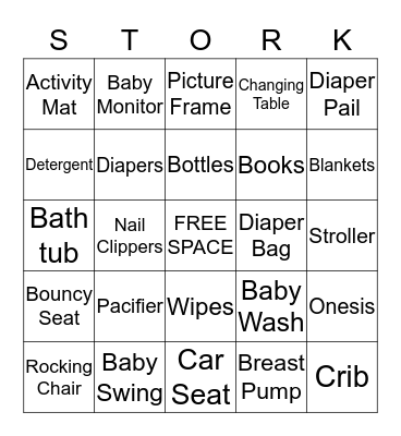 ASHLEY'S BABY SHOWER Bingo Card