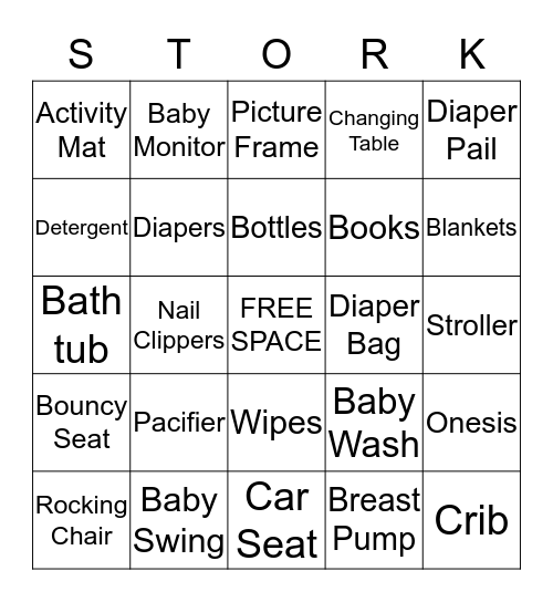 ASHLEY'S BABY SHOWER Bingo Card