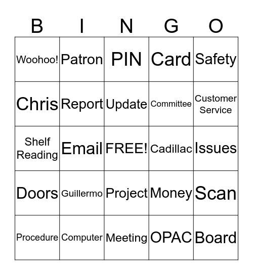 Jan Staff Meeting Bingo Card