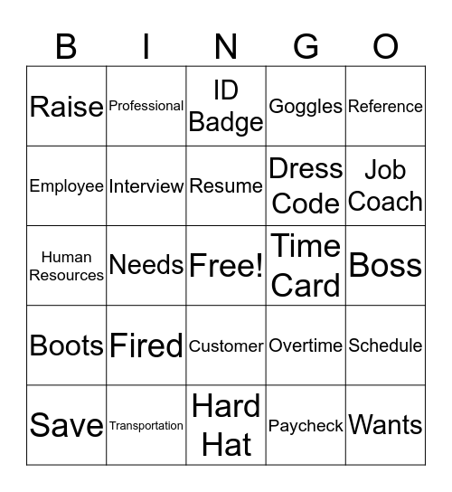 Career Vocabulary - 2 Bingo Card