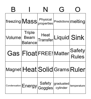 Science Bingo Card