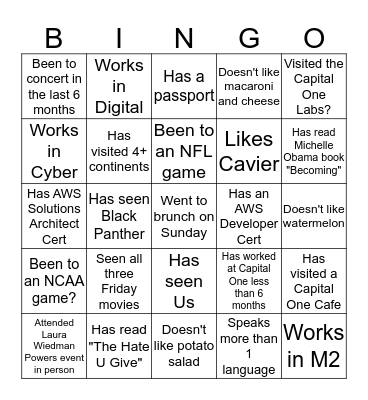 Blacks in Tech  Bingo Card