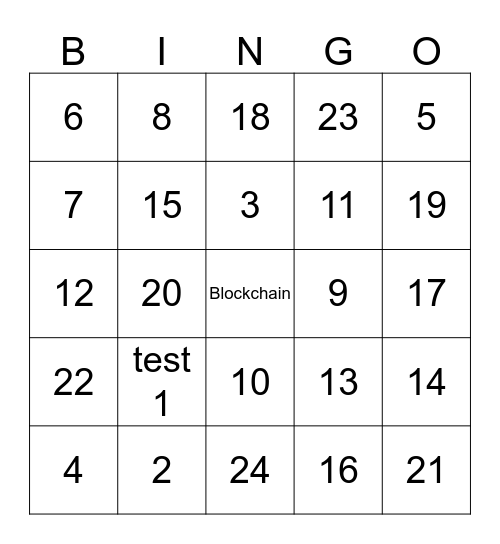 Blockchain Bingo Card