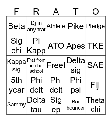 Osu frat bingo Card