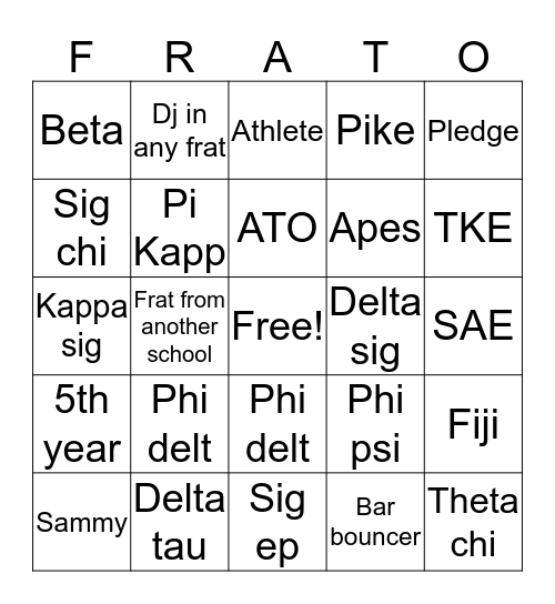 Osu frat bingo Card