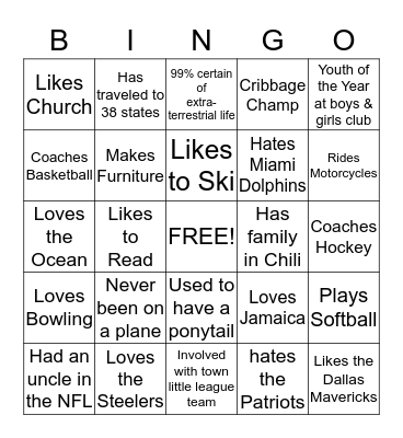 Connections Bingo Card