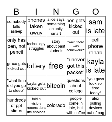 Discrete math bingo Card