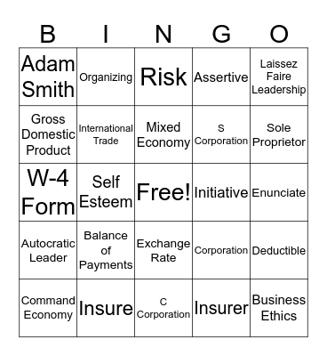 Business Bingo Card