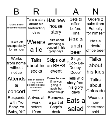 BRIAN BINGO Card