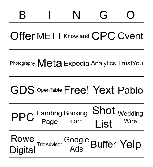 Baker's BINGO Card