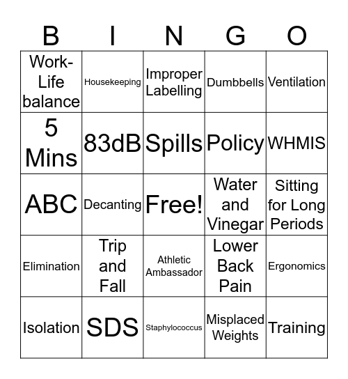 OHS Bingo Card