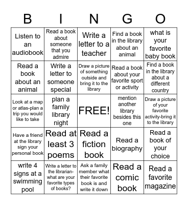 Oak Creek Library  Bingo Card