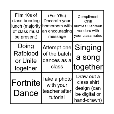 Class Bingo Card