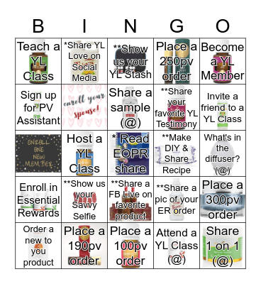 Young Living Premium Starter Kit  Bingo Card