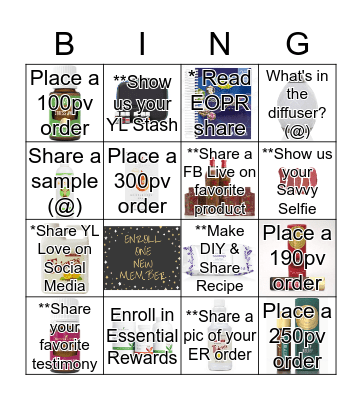 Young Living Premium Starter Kit  Bingo Card