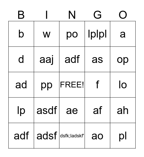Fraction Bingo  Bingo Card