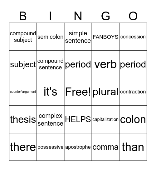 EOC BINGO Card