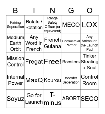 O3b Arianespace Launch Bingo Card