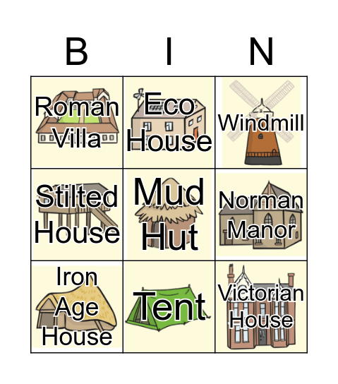 Houses and Homes Bingo Card