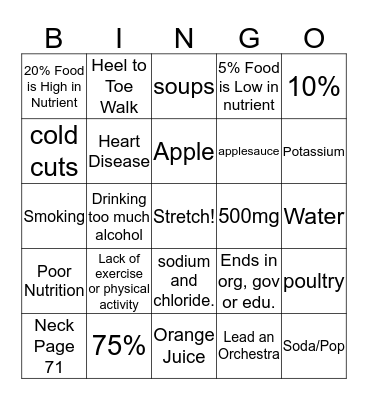 Shake the Salt Habit Bingo Card