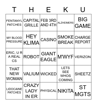 The Ku  Bingo Card