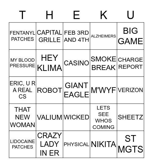 The Ku  Bingo Card