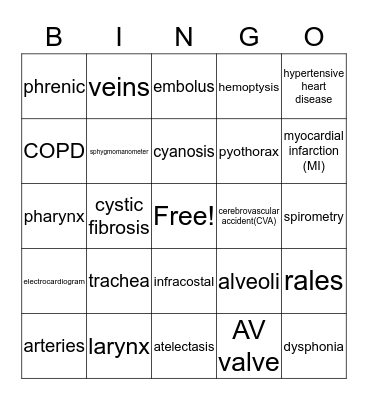 CH 12 & 15 (CV & RESP) Bingo Card