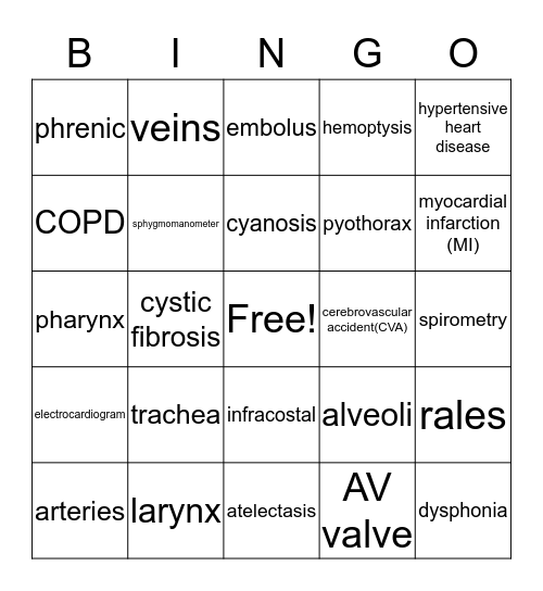 CH 12 & 15 (CV & RESP) Bingo Card