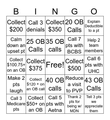 COLLECTION$ Bingo Card