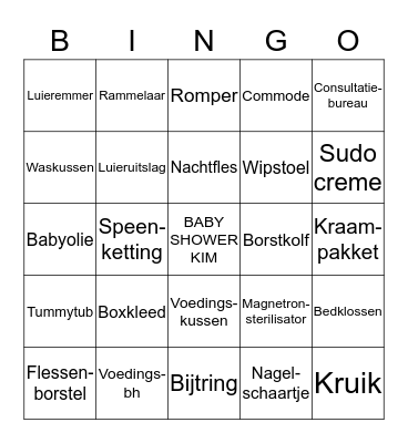 BABYSHOWER KIM Bingo Card