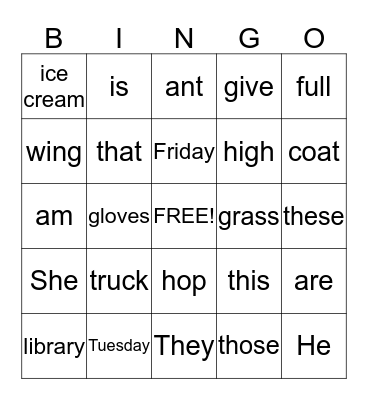 Level 1 Bingo Card