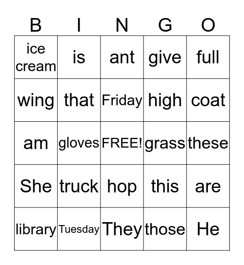 Level 1 Bingo Card