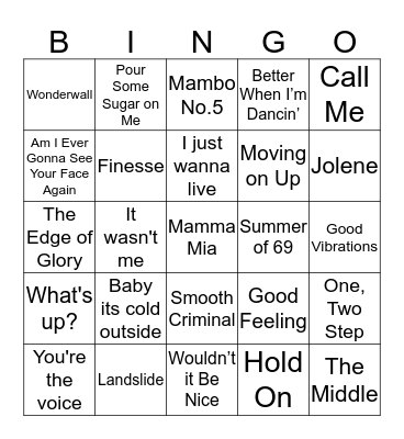 Music Bingo Card