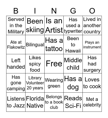 Volunteer Appreciation Bingo Card
