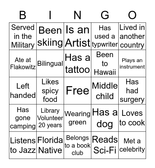 Volunteer Appreciation Bingo Card