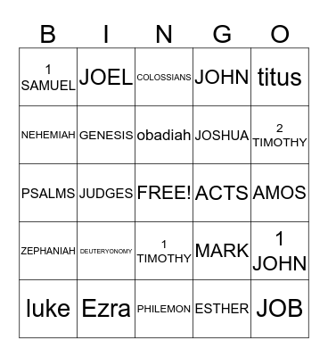 BIBLE BOOK  Bingo Card