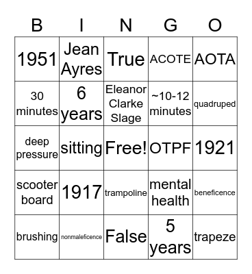 OT BINGO Card